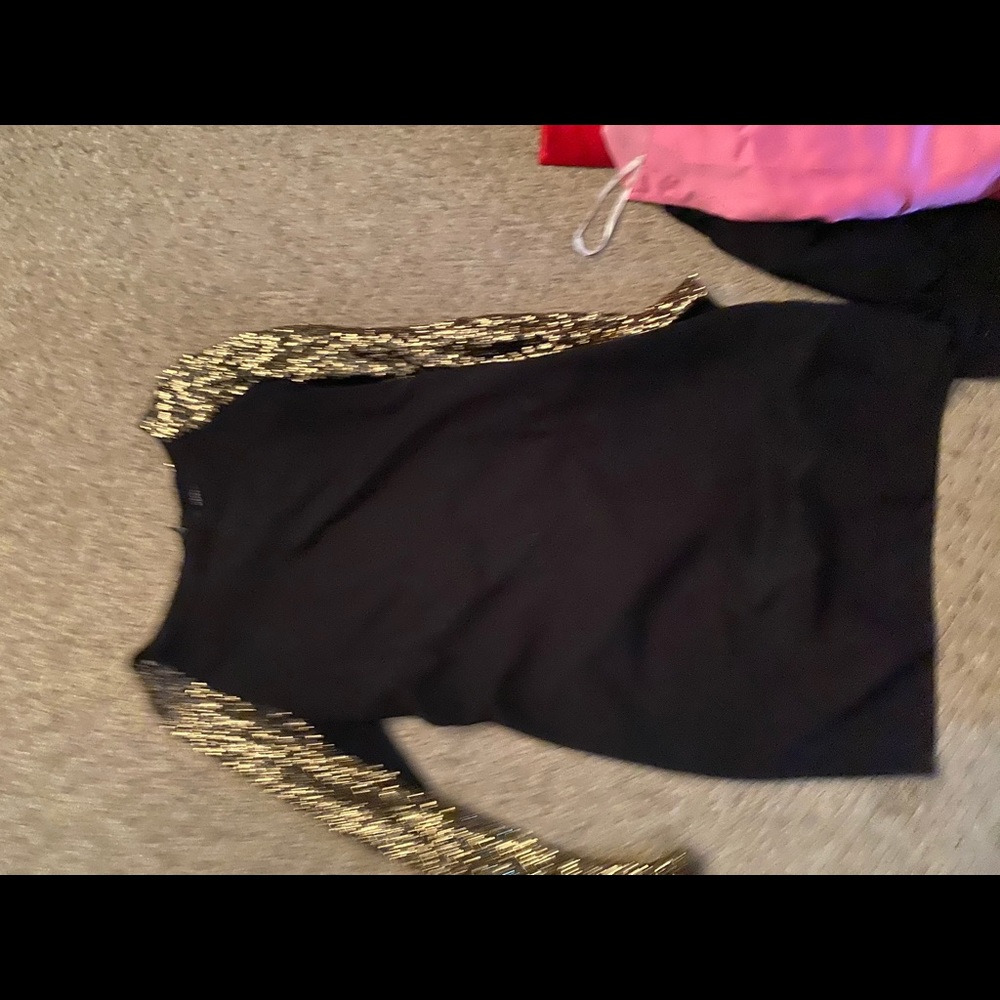 Black and long sleeve gold sequin dress